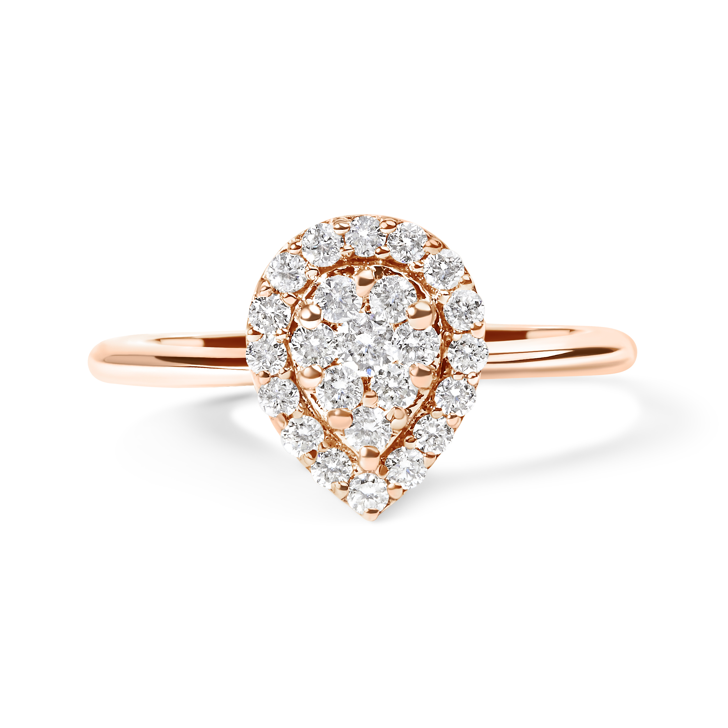 10k Rose Gold 38 Cttw Composite Diamond Pear Shaped Halo Promise Ring I-J 1547$
